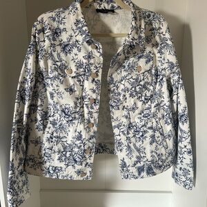 Talbots Blue and White Floral Jean Jacket